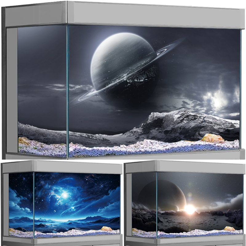 Aquarium Planet - Adesivo 3D per Acquario con Sfondo