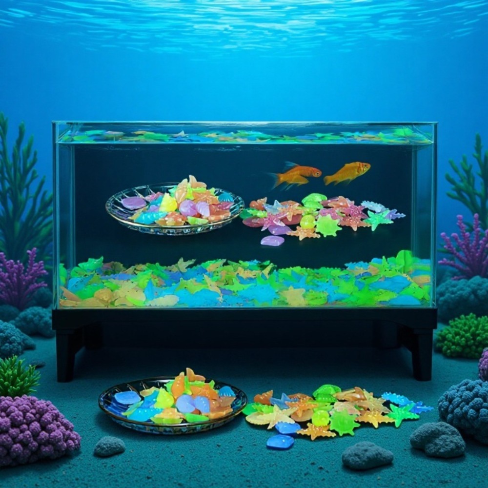 Aquarium Plant Delivery - Pietre oceaniche luminose fluorescenti, conchiglie fluorescenti,